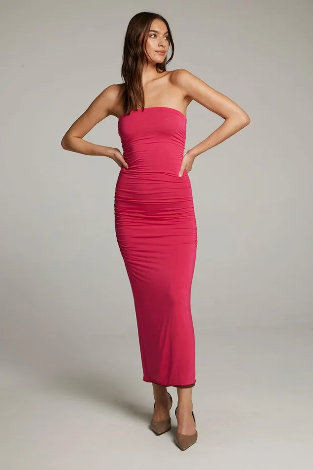 Womens Chaser Brand Loungewear Panama Coffee And Raspberry Reversible Midi Dress