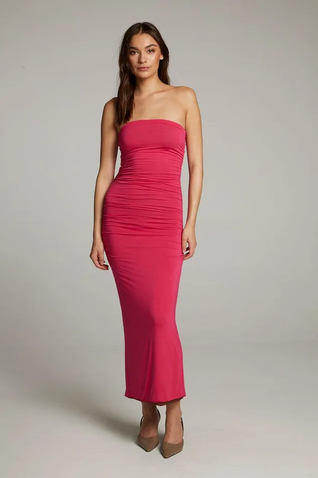 Womens Chaser Brand Loungewear Panama Coffee And Raspberry Reversible Midi Dress