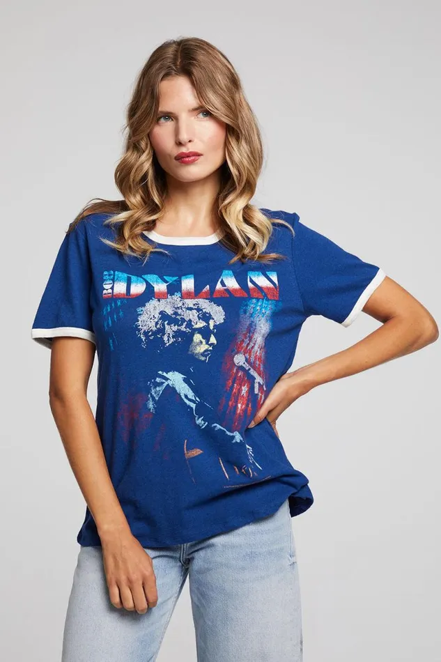 Womens Chaser Brand Tops Bob Dylan Stars And Stripes Praiano Tee