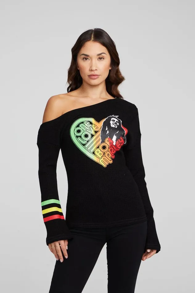 Womens Chaser Brand Tops Bob Marley One Love Long Sleeve