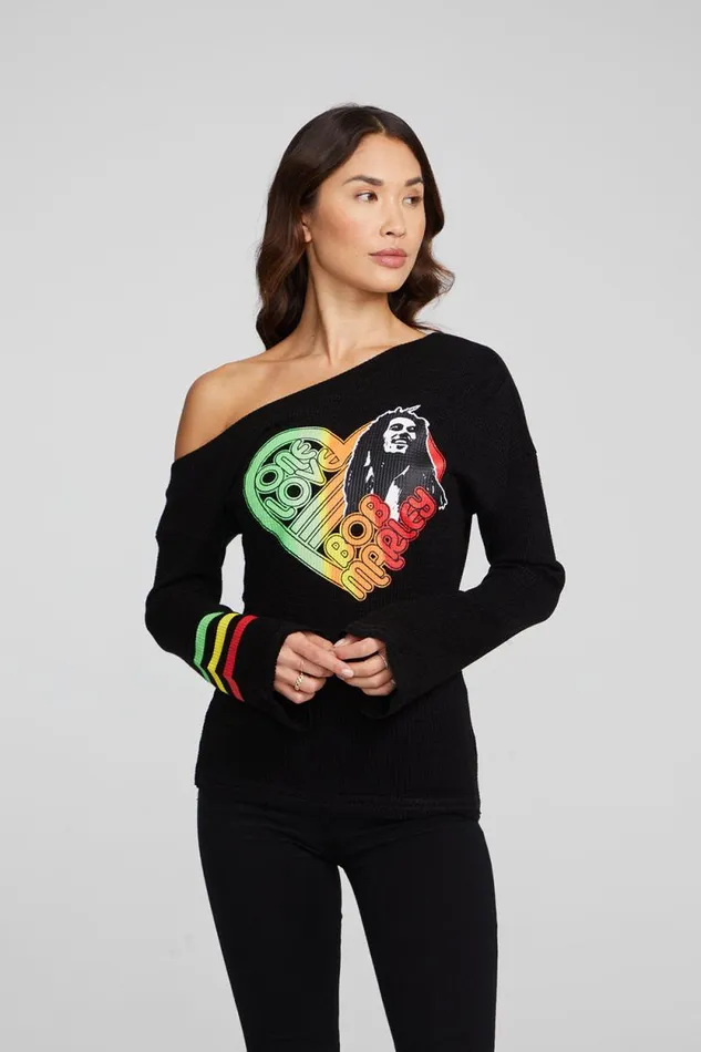 Womens Chaser Brand Tops Bob Marley One Love Long Sleeve