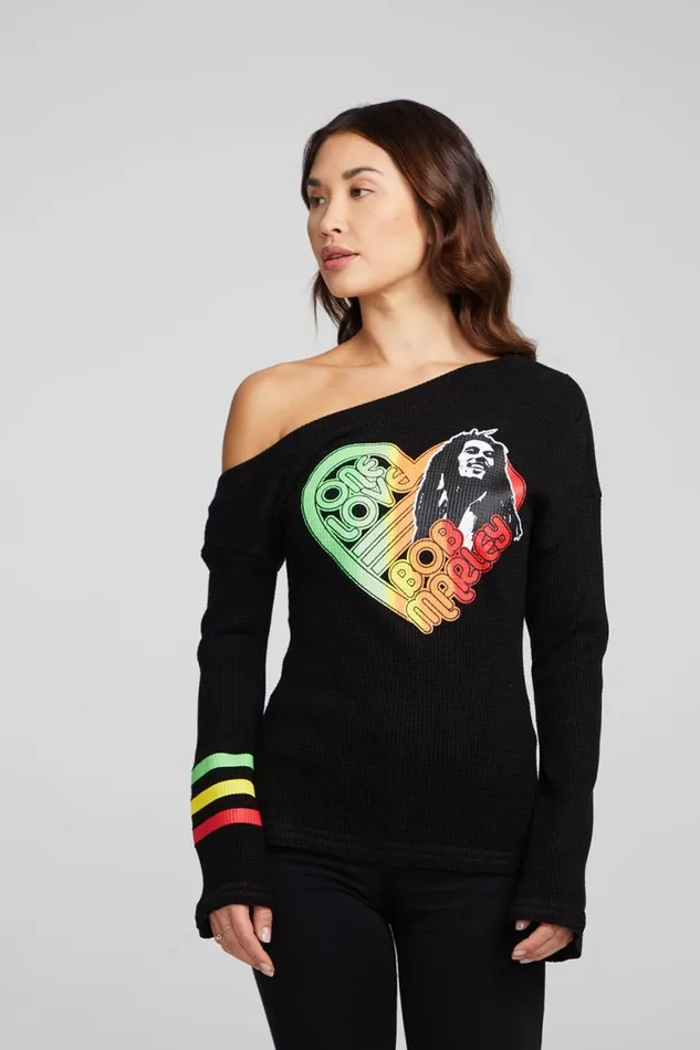 Womens Chaser Brand Tops Bob Marley One Love Long Sleeve