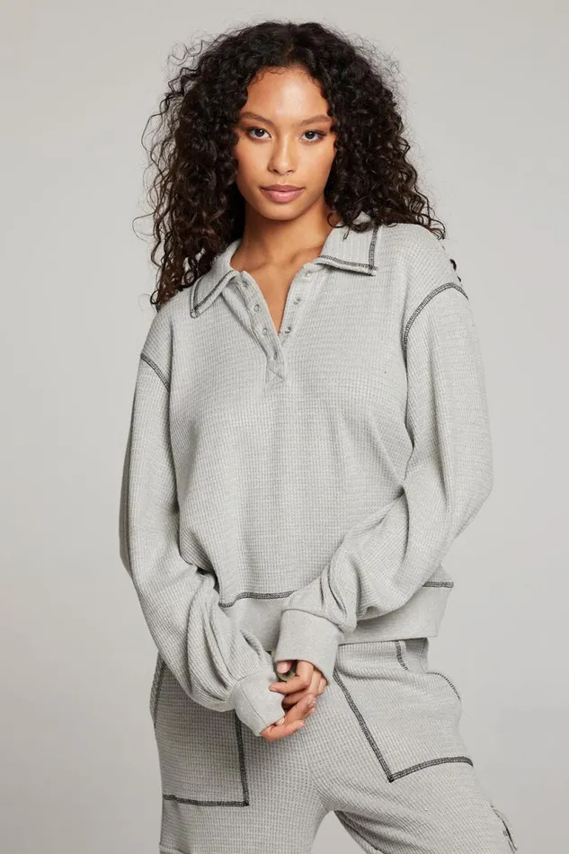 Womens Chaser Brand Tops Church Heather Grey Long Sleeve