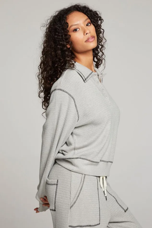 Womens Chaser Brand Tops Church Heather Grey Long Sleeve