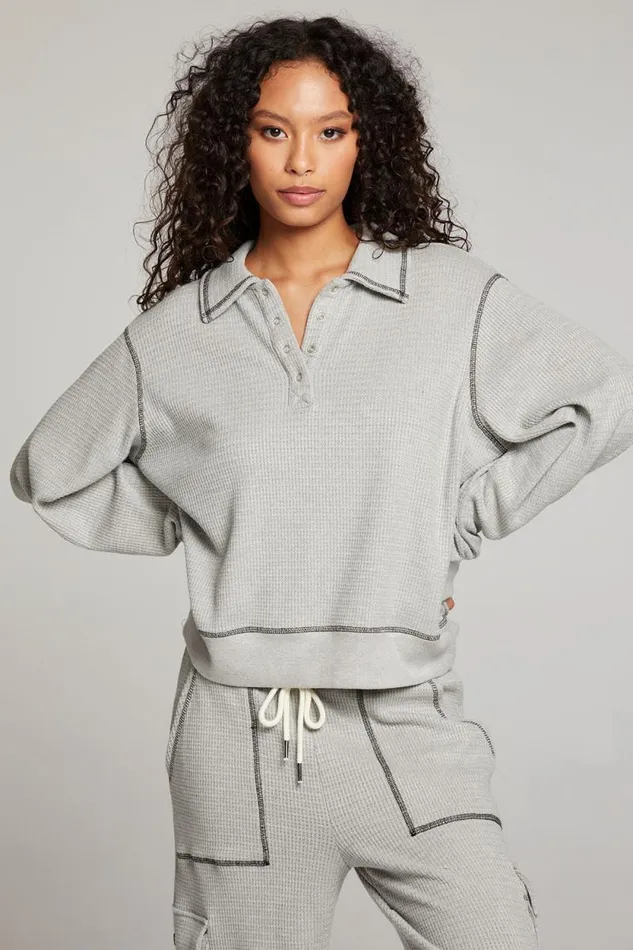 Womens Chaser Brand Tops Church Heather Grey Long Sleeve