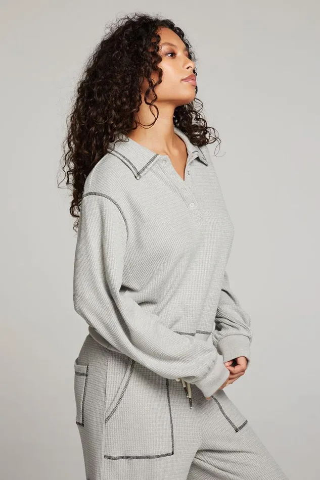 Womens Chaser Brand Tops Church Heather Grey Long Sleeve