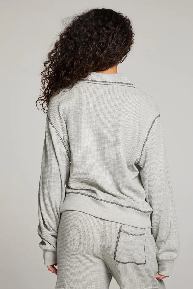 Womens Chaser Brand Tops Church Heather Grey Long Sleeve