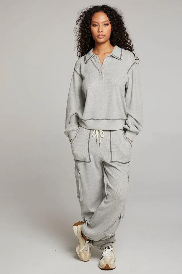 Womens Chaser Brand Tops Church Heather Grey Long Sleeve