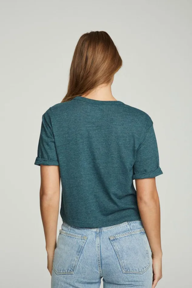 Womens Chaser Brand Tops Cropped Crew Neck Short Sleeve Tee