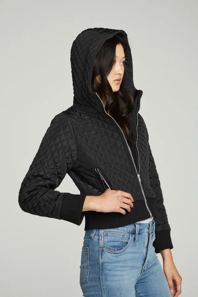 Womens Chaser Brand Tops Cropped Hooded Jacket With Rib