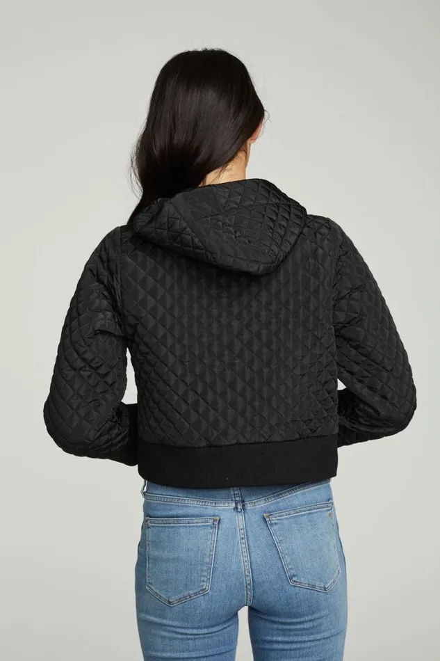 Womens Chaser Brand Tops Cropped Hooded Jacket With Rib