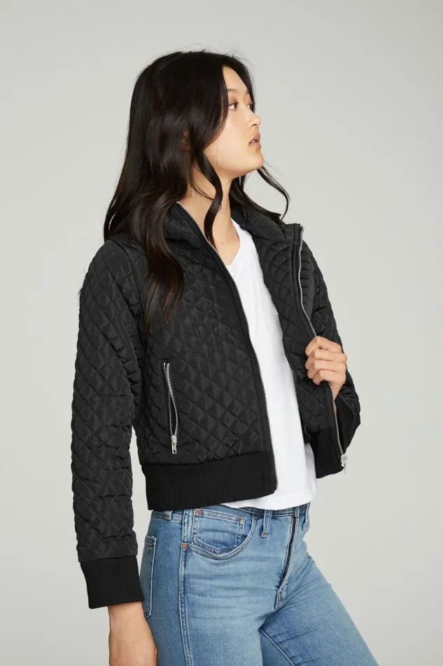 Womens Chaser Brand Tops Cropped Hooded Jacket With Rib