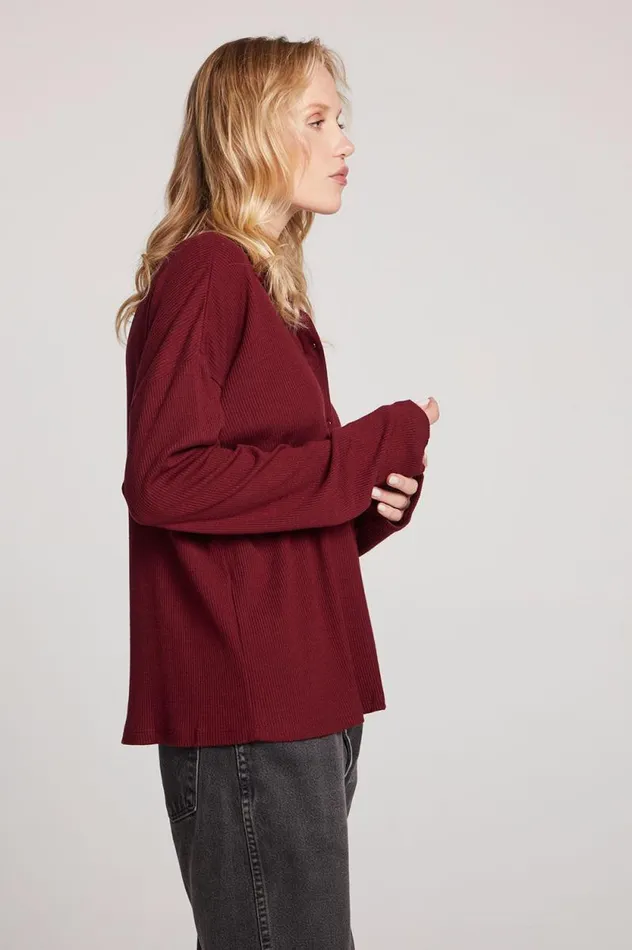 Womens Chaser Brand Tops Fenna Fig Button Down