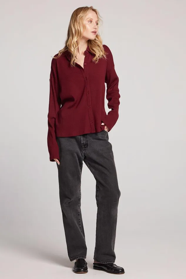 Womens Chaser Brand Tops Fenna Fig Button Down