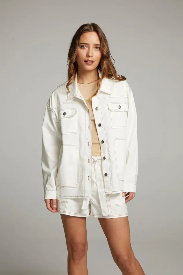 Womens Chaser Brand Tops Louise White Button Down