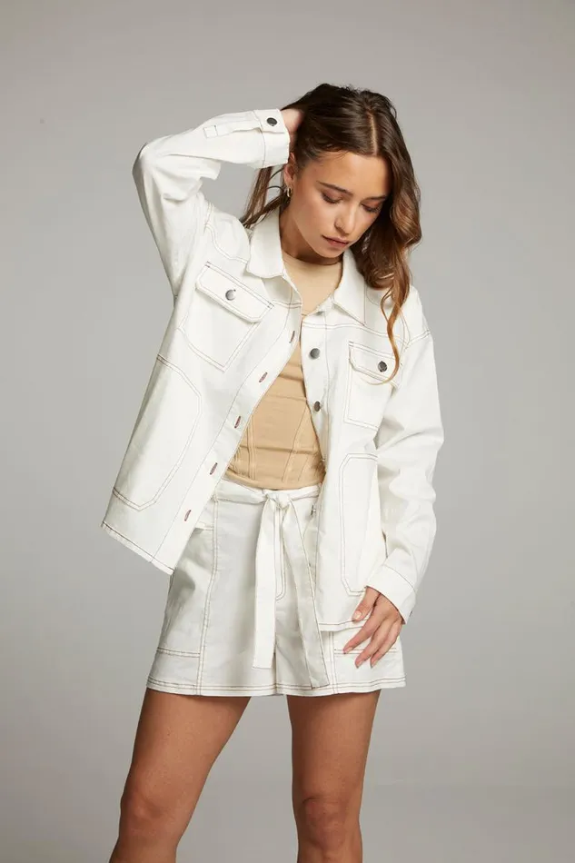 Womens Chaser Brand Tops Louise White Button Down