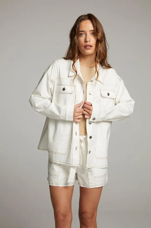 Womens Chaser Brand Tops Louise White Button Down
