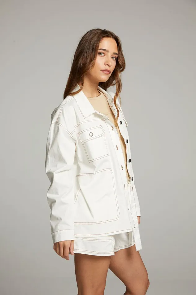 Womens Chaser Brand Tops Louise White Button Down