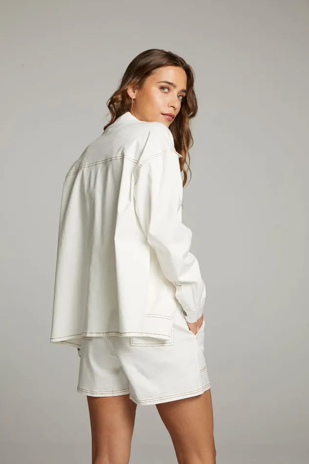 Womens Chaser Brand Tops Louise White Button Down