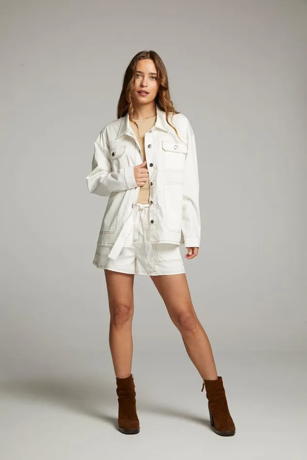 Womens Chaser Brand Tops Louise White Button Down