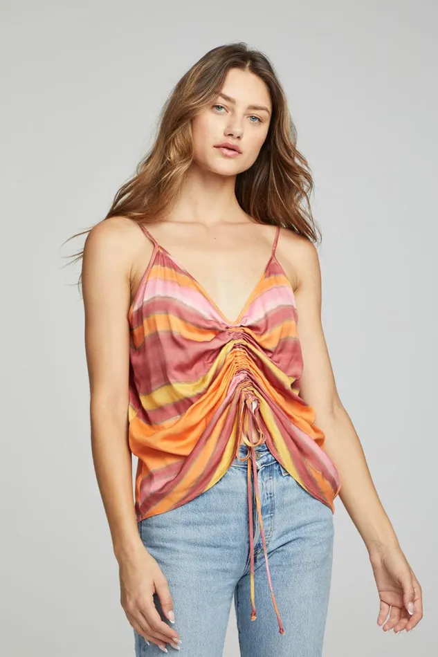 Womens Chaser Brand Tops Lucca Tank Top 8211 Sunset Stripe