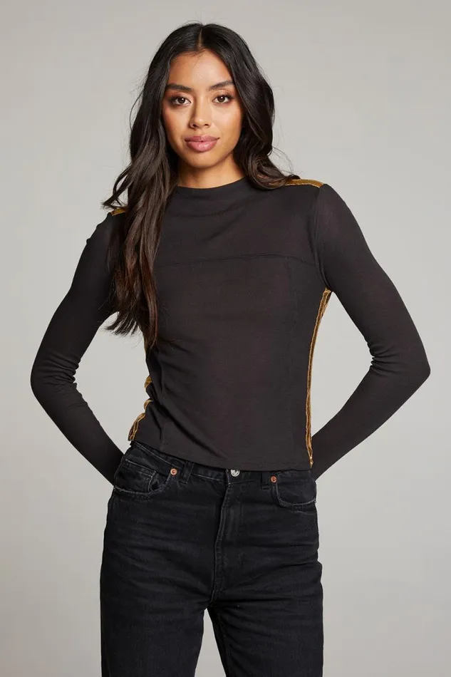 Womens Chaser Brand Tops Nahall Licorice Long Sleeve