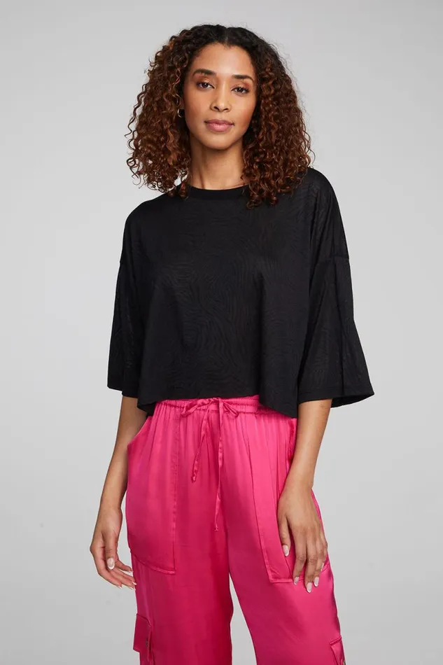 Womens Chaser Brand Tops Shine Shadow Black Tee