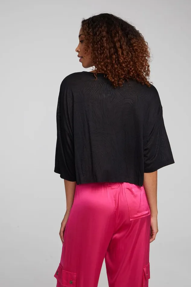 Womens Chaser Brand Tops Shine Shadow Black Tee