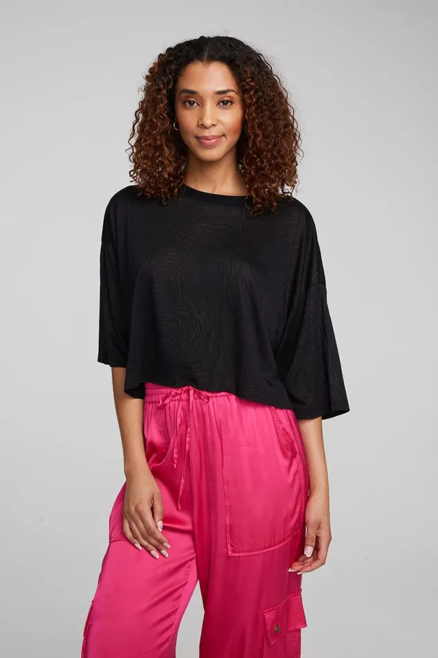 Womens Chaser Brand Tops Shine Shadow Black Tee