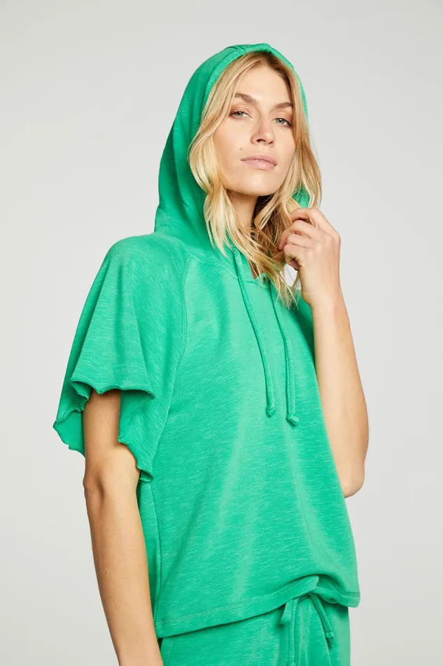 Womens Chaser Brand Tops Slub French Terry Angel Sleeve Raglan Pullover Hoodie