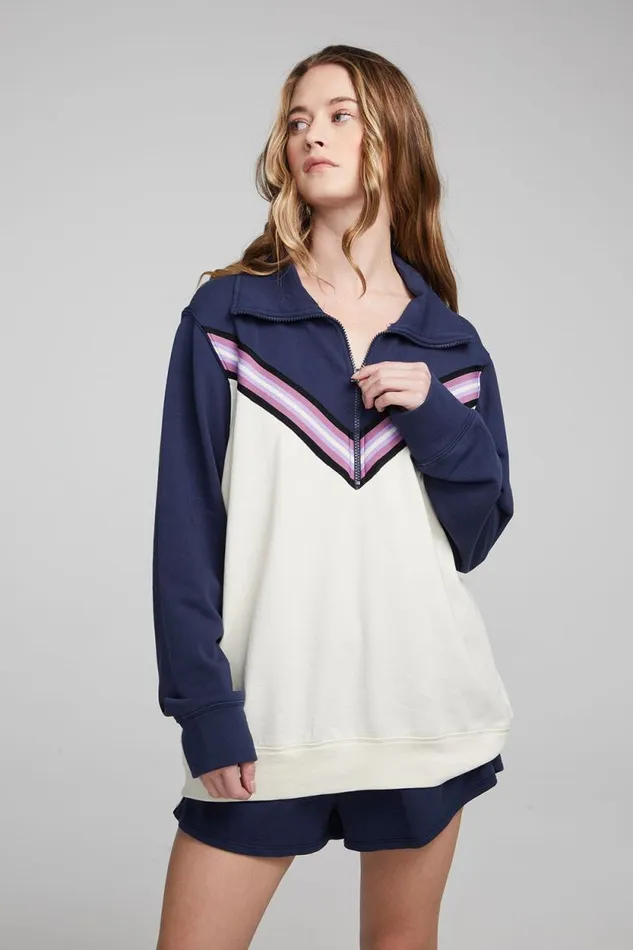 Womens Chaser Brand Tops Stevie Almond Mood Indigo Pullover