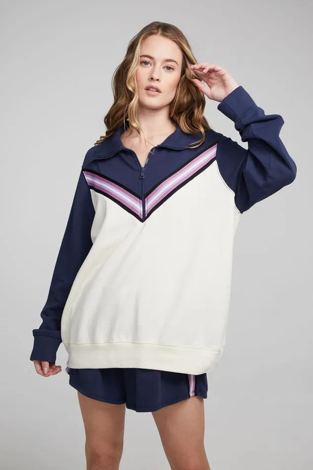 Womens Chaser Brand Tops Stevie Almond Mood Indigo Pullover