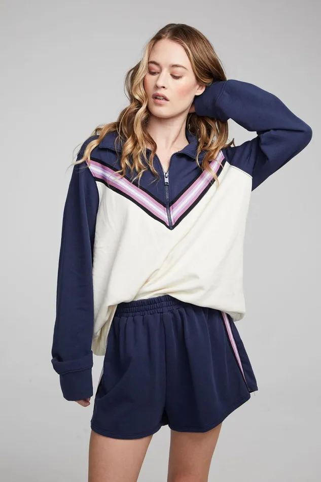 Womens Chaser Brand Tops Stevie Almond Mood Indigo Pullover