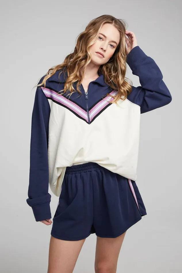 Womens Chaser Brand Tops Stevie Almond Mood Indigo Pullover