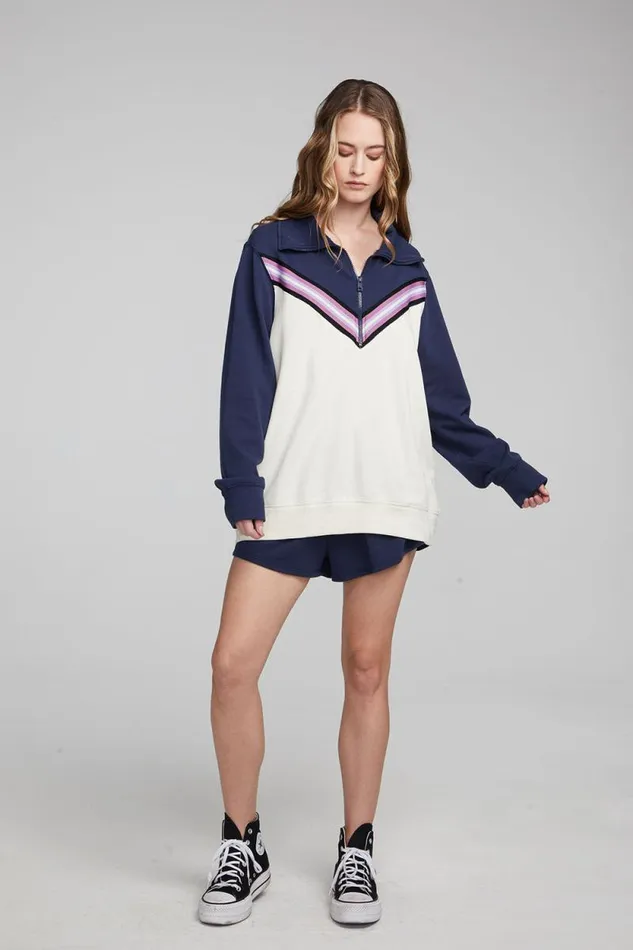 Womens Chaser Brand Tops Stevie Almond Mood Indigo Pullover