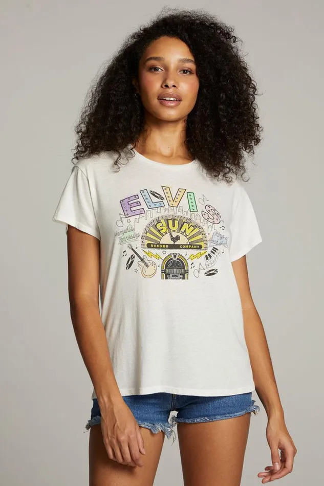 Womens Chaser Brand Tops Sun Records Memphis Collage Tee