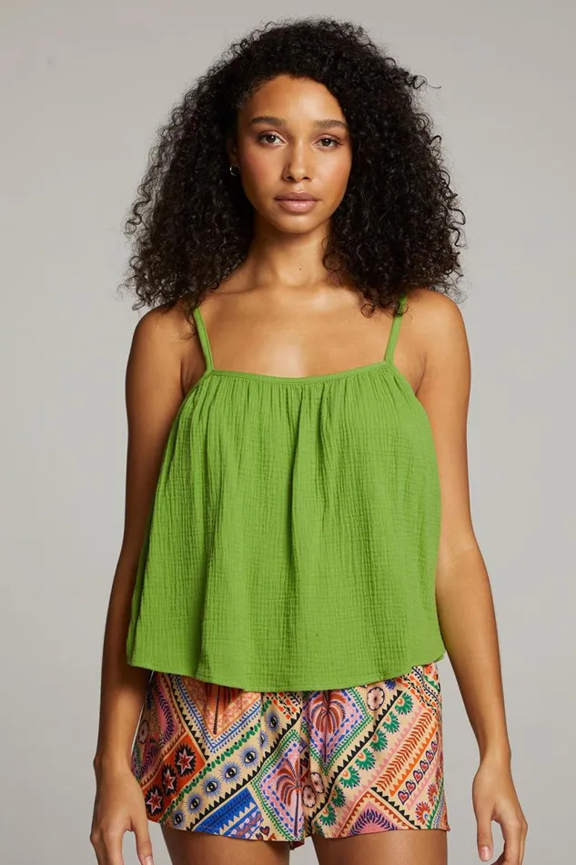 Womens Chaser Brand Tops Tropical Piquant Green Top