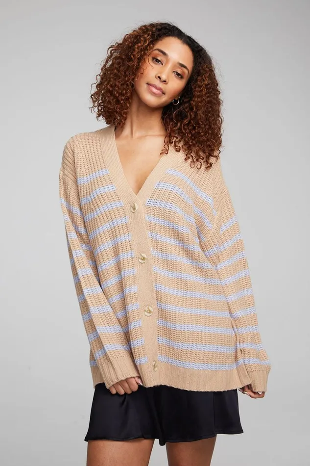 Womens Chaser Brand Tops Vibe Fairfax Stripe Cardigan