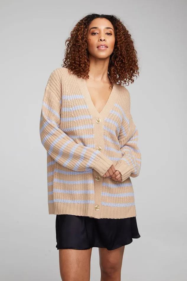 Womens Chaser Brand Tops Vibe Fairfax Stripe Cardigan