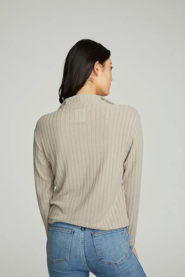 Womens Chaser Brand Tops Zip Up Mock Neck Long Sleeve Pullover