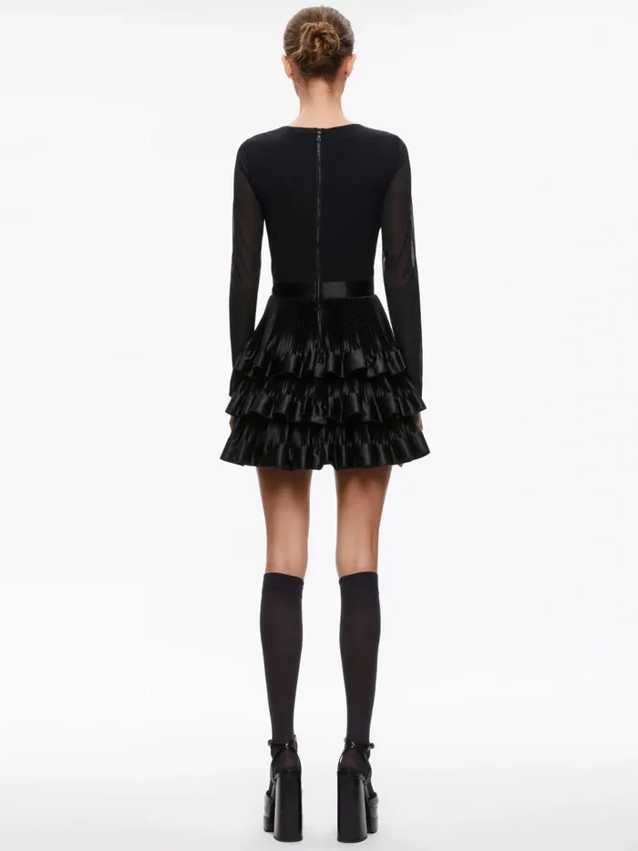 Womens Dresses Alice Olivia Chara Tiered Ruffle Mini Dress Black