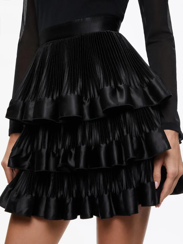 Womens Dresses Alice Olivia Chara Tiered Ruffle Mini Dress Black