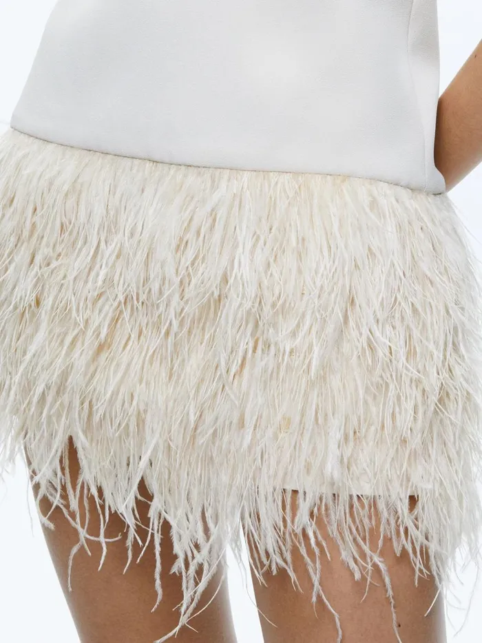 Womens Dresses Alice Olivia Coley Feather Trim Dress Champagne