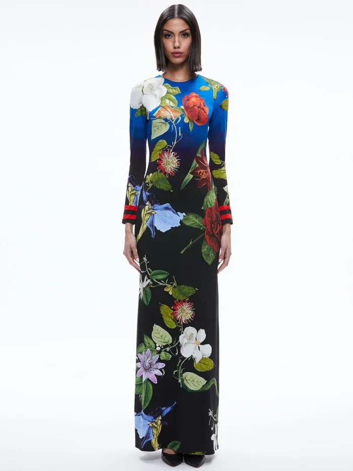 Womens Dresses Alice Olivia Delora Open Back Maxi Dress Lunch Date