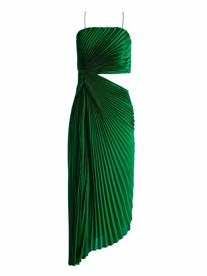 Womens Dresses Alice Olivia Fayeth Cut Out Asymmetrical Hem Midi Dress Emerald