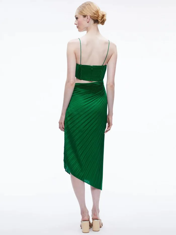 Womens Dresses Alice Olivia Fayeth Cut Out Asymmetrical Hem Midi Dress Emerald