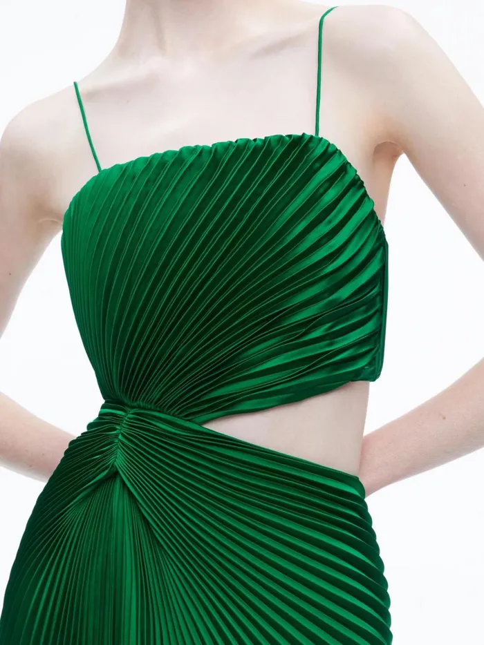 Womens Dresses Alice Olivia Fayeth Cut Out Asymmetrical Hem Midi Dress Emerald