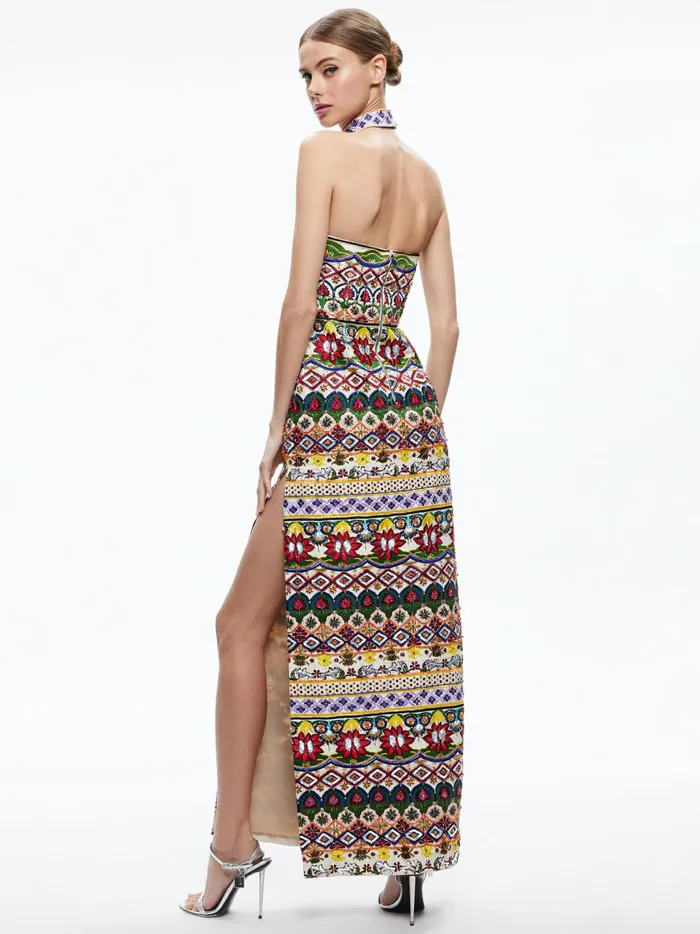 Womens Dresses Alice Olivia Georgie Choker Strapless Gown Champagnemulti