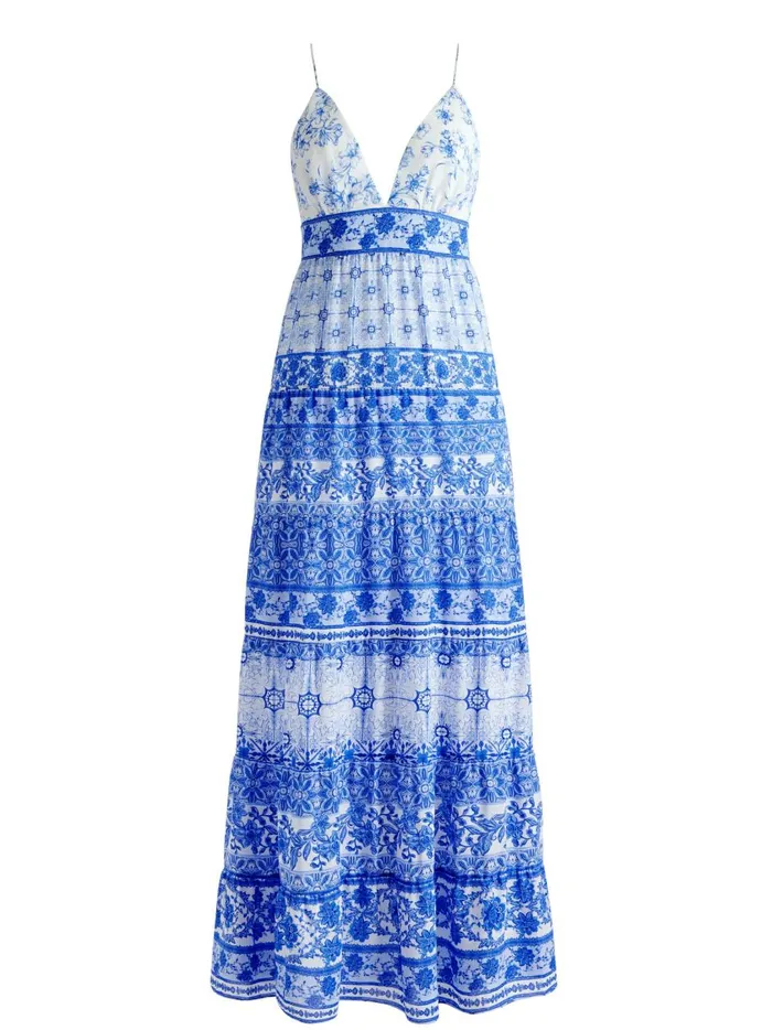 Womens Dresses Alice Olivia Karolina Tie Back Maxi Dress Greek Tile
