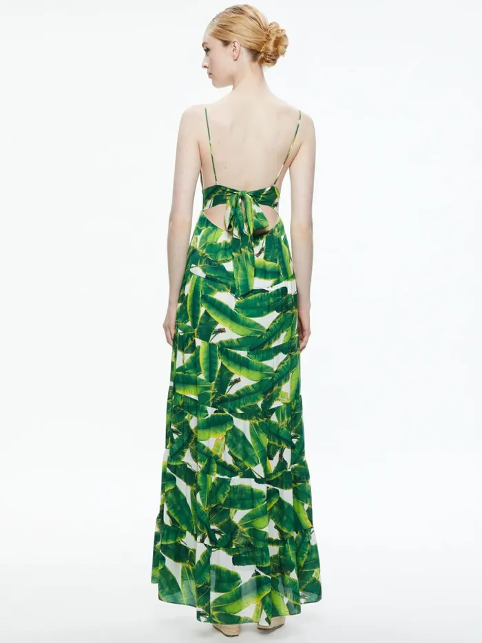 Womens Dresses Alice Olivia Karolina Tie Back Maxi Dress Sun Palm Off White